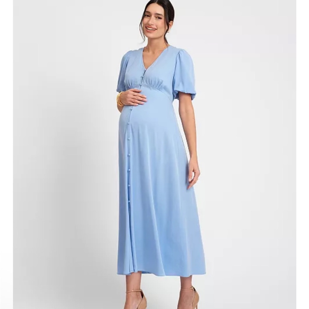 Seraphine Light Blue Midi Maternity Dress